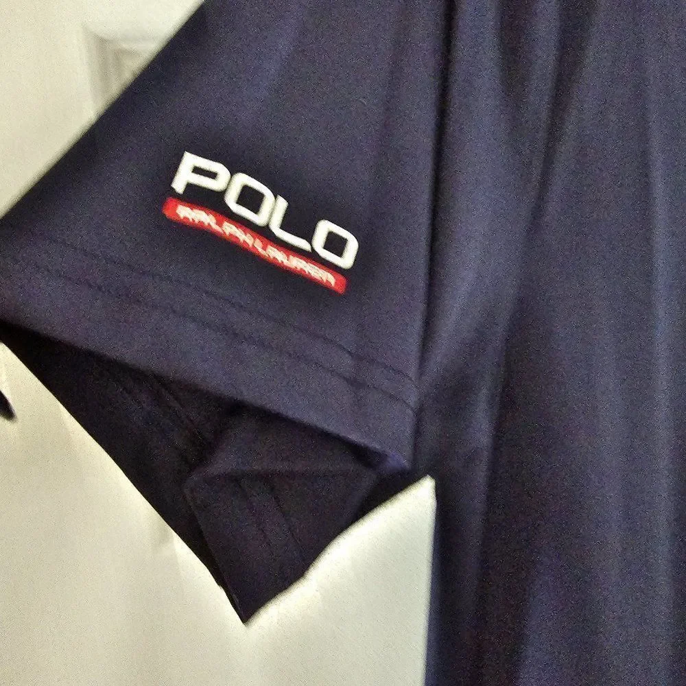 Ralph Lauren Childrenswear Boys Navy Performance Stretch Jersey Polo Shirt Sz XL